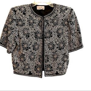 Lawrence Kagar Embroidered Beaded Vintage Jacket Top Sz L